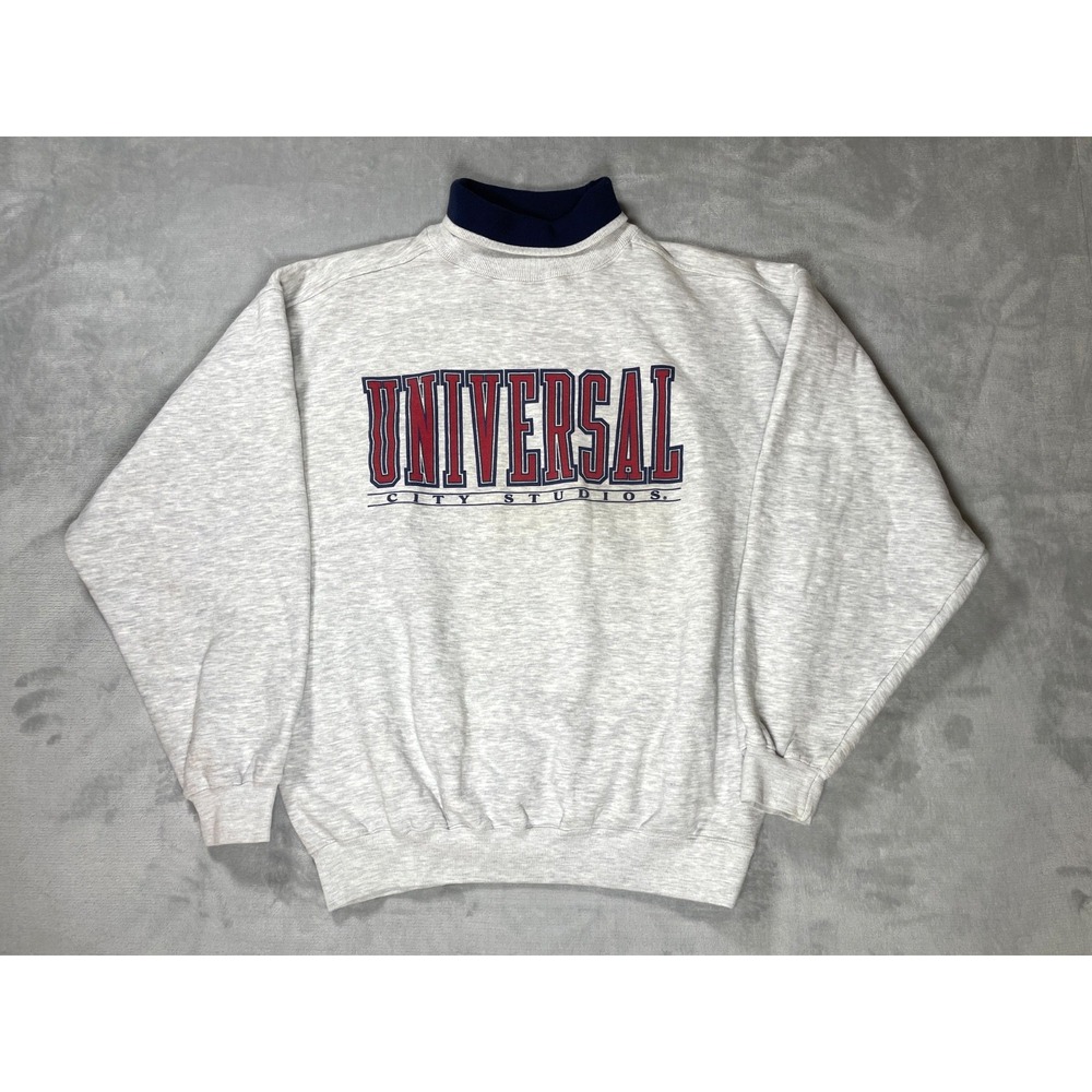 Vintage Universal Studios Sweatshirt Men Medium Gray Crewneck Embroidered Logo